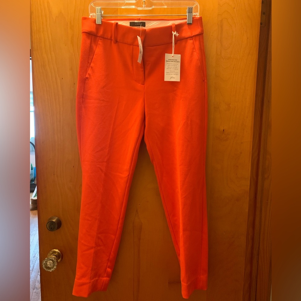 NWT J. Crew Cameron Slim Cropped Pant Four-Season Stretch Size 8 Orange Slacks